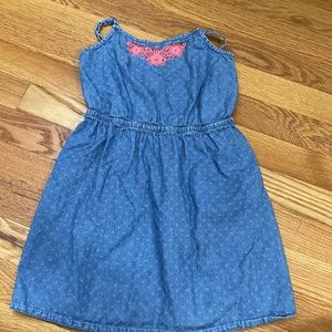 Gymboree Blue and Pink Floral Sleeveless Denim Dress - size 6